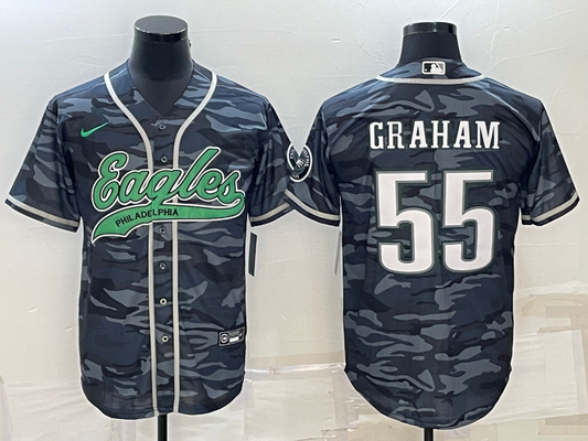 Men's Philadelphia Eagles Brandon Graham #55 Grey Camouflage Game Jersey1 Joint Edition