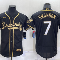 Men's Atlanta Braves Dansby Swanson #7 Black Fashion Stitched Jersey1