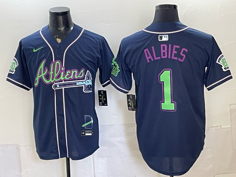 Men's Atlanta Braves Ozzie Albies #1 Navy Limited Player Jersey
