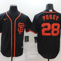 Men's San Francisco Giants Buster Posey #28 Black Replica Baseball Jersey1