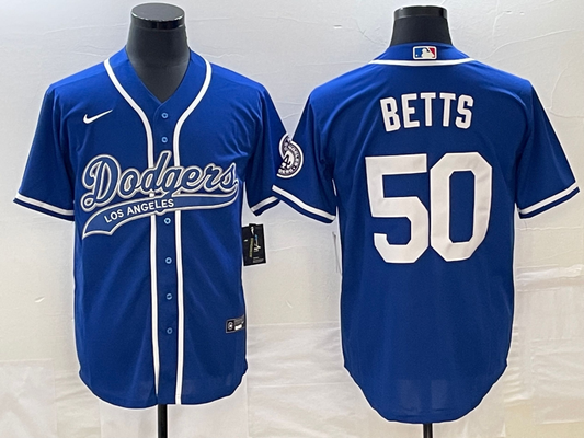 Men's Los Angeles Dodgers Mookie Betts #50 Royal Player Jersey1 Joint Edition