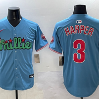Men's Philadelphia Phillies Bryce Harper #3 Blue Replica Player Jersey1
