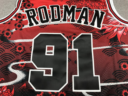 Men's Chicago Bulls Dennis Rodman #91 Year of Rabbit Edition Hardwood Classics Swingman Jersey1