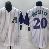 Men's Arizona Diamondbacks Luis Gonzalez #20 Cream/Purple Alternate Cooperstown Collection Player Jersey1