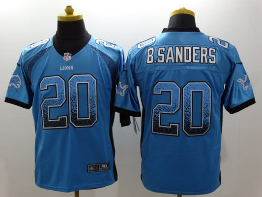 Men's Detroit Lions Barry Sanders #20 Blue Game Jersey1