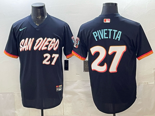 Men's San Diego Padres Nick Pivetta #27 Obsidian 2026 City Connect Stadium Jersey