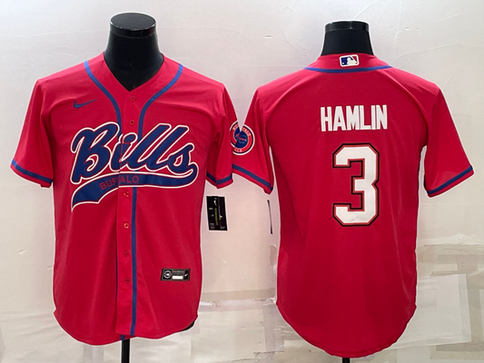 Men's Buffalo Bills Damar Hamlin #3 Red Game Jersey1 Joint Edition