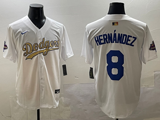 Men's Los Angeles Dodgers Enrique Hernandez #8 White Player Game Jersey1
