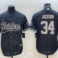 Men's Las Vegas Raiders Bo Jackson #34 Black Team Game Jersey1 Joint Edition