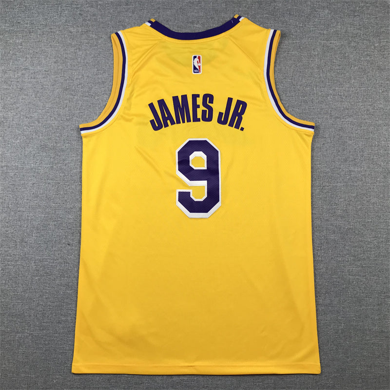 Men's Los Angeles Lakers Bronny James #9 Gold Swingman Player Jersey1 - Icon Edition
