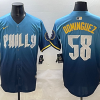 Men's Philadelphia Phillies Seranthony Dominguez #58 Blue City Connect Limited Player Jersey