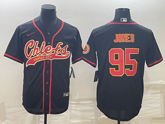 Men's Kansas City Chiefs Chris Jones #95 Black Game Jersey1 Joint Edition