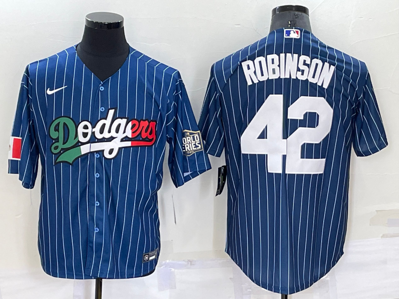 Men's Los Angeles Dodgers Jackie Robinson #42 Blue Stitched Player Jersey1