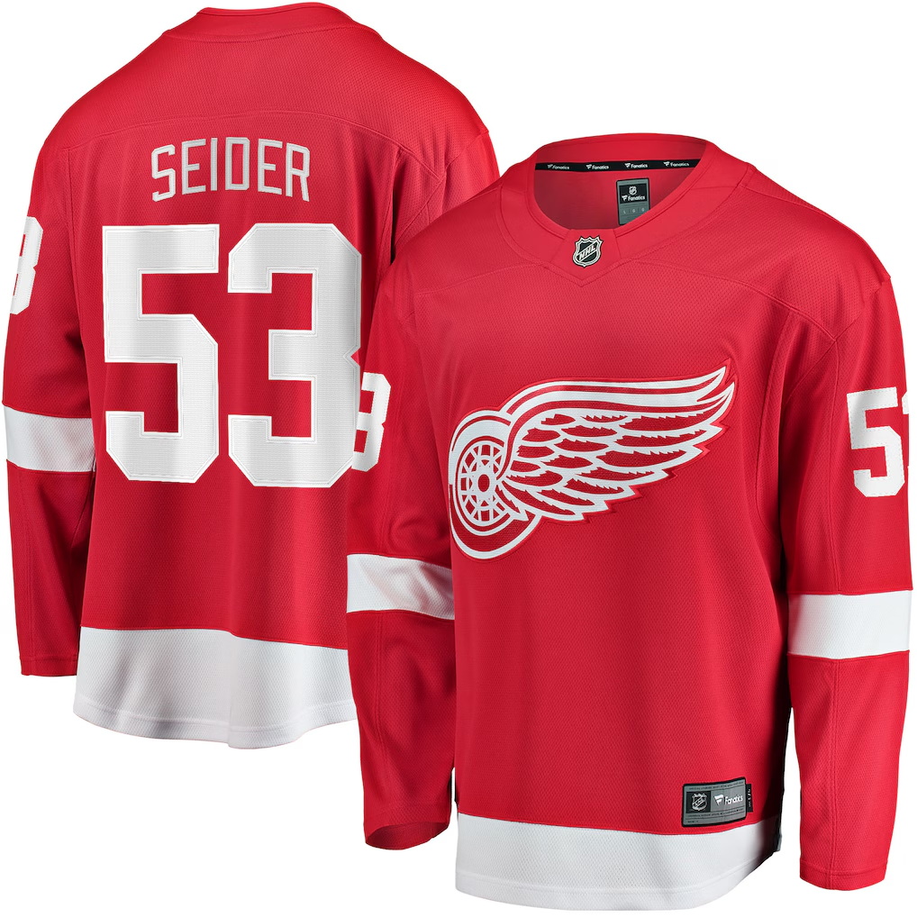 Men's Detroit Red Wings Moritz Seider #53 Fanatics Red Home Breakaway Jersey