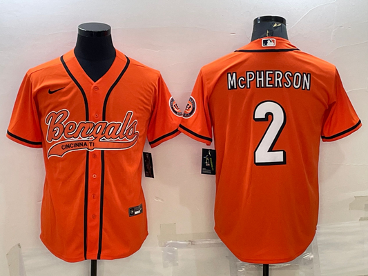 Men's Cincinnati Bengals Evan McPherson #2 Orange Fashion Game Jersey1