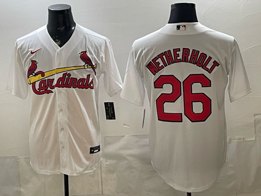 Men's St. Louis Cardinals JJ Wetherholt #26 White Home Replica Jersey