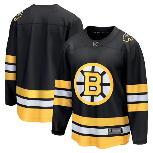 Men's Boston Bruins Fanatics Black Anniversary Home Breakaway Blank Jersey