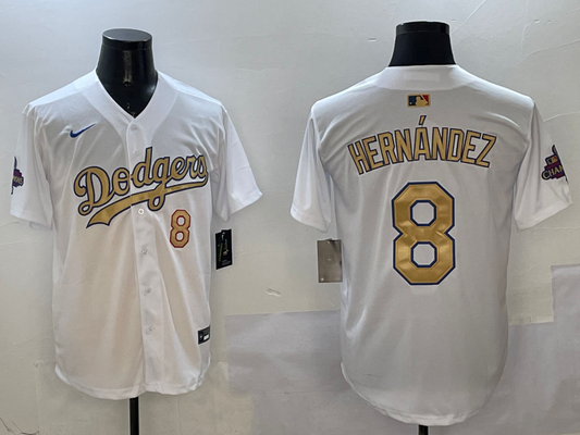 Men's Los Angeles Dodgers Enrique Hernandez #8 White 2025 Gold Collection Limited Jersey1