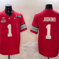 Men's Ohio State Buckeyes Quinshon Judkins #1 Red 2025 CFP Final National Champions Patch F.U.S.E. Jersey