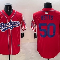 Men's Los Angeles Dodgers Mookie Betts #50 Red Replica Player Jersey1