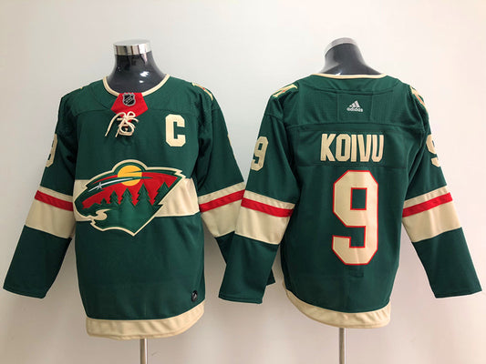Men's Minnesota Wild Mikko Koivu #9 Green Home Breakaway Player Jersey1