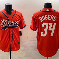 Men's Detroit Tigers Jake Rogers #34 Orange Replica Player Jersey1
