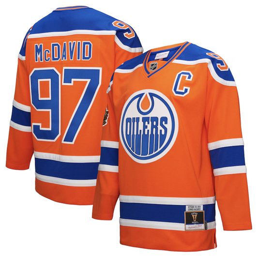 Men's Edmonton Oilers Connor McDavid #97 Mitchell & Ness Orange Power Play Jersey