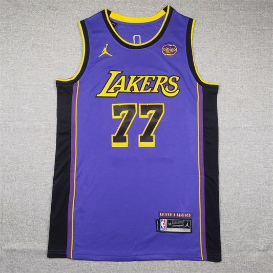 Men's Los Angeles Lakers Luka Doncic #77 Purple Swingman Jersey1 - Statement Edition