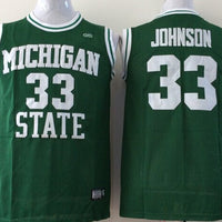 Men's Michigan State Spartans Magic Johnson #33 Green Player Game Jersey