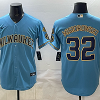 Men's Milwaukee Brewers Jacob Misiorowski #32 Light Blue Road Replica Jersey