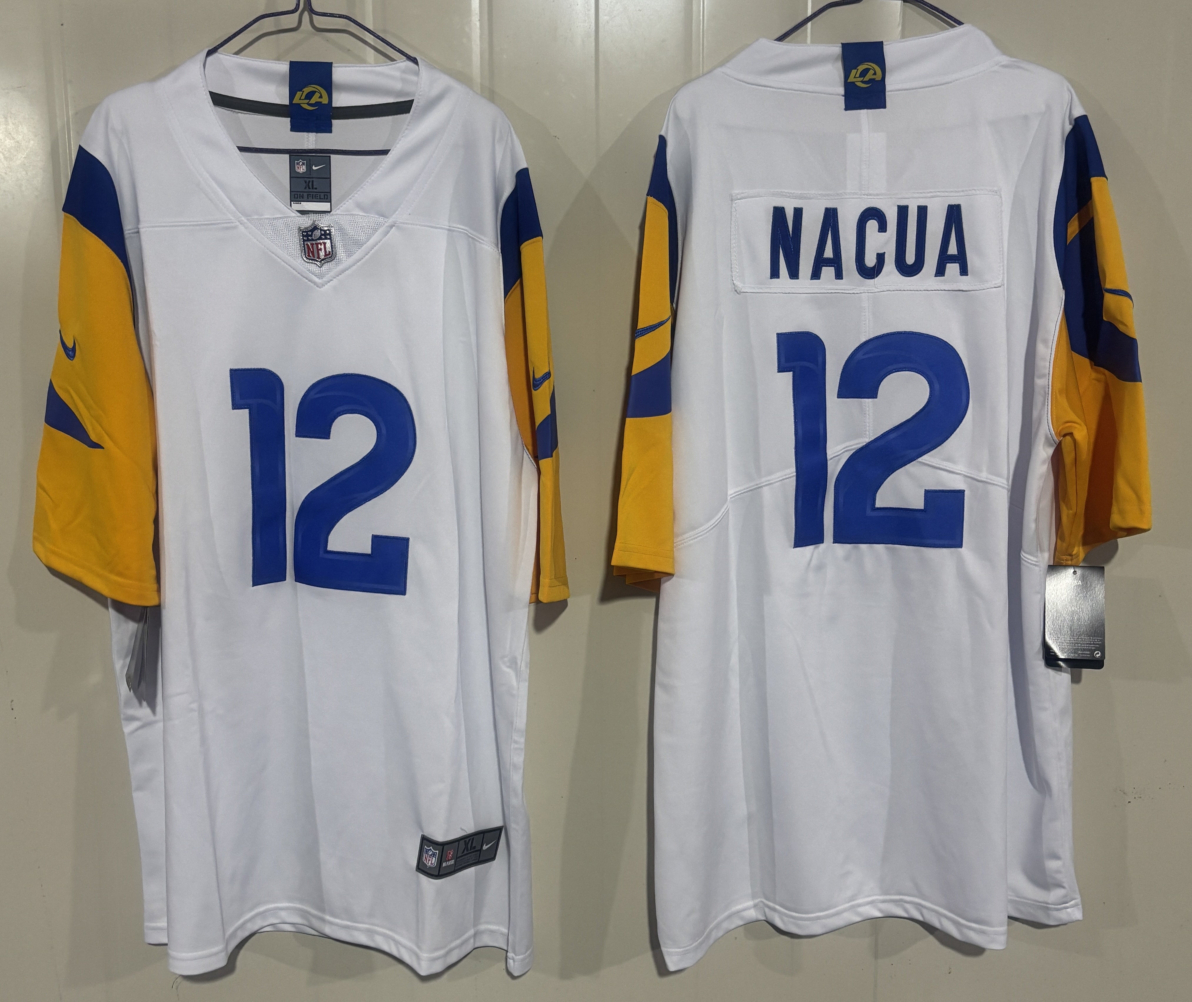 Men's Los Angeles Rams Puka Nacua #12 White Game Player Jersey