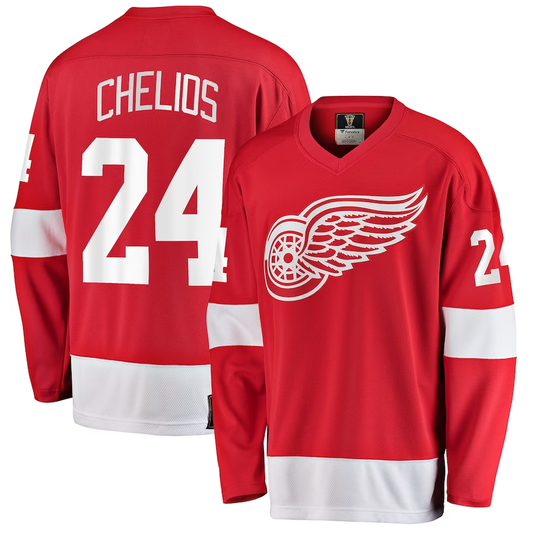 Men's Detroit Red Wings Chris Chelios #24 Red Premier Breakaway Retired Player Jersey1