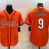 Men's Cincinnati Bengals Joe Burrow #9 Orange Fashion Game Jersey1