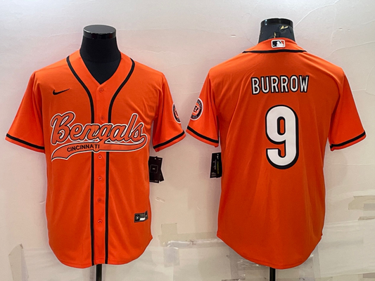 Men's Cincinnati Bengals Joe Burrow #9 Orange Fashion Game Jersey1