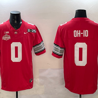 Men's Ohio State Buckeyes #0 Red 2025 CFP Final National Champions Patch F.U.S.E. Jersey