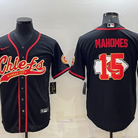 Men's Kansas City Chiefs Patrick Mahomes #15 Black Player Game Jersey1 Joint Edition