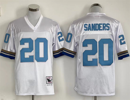 Men's Detroit Lions Barry Sanders Mitchell & Ness White Legacy Replica Jersey1