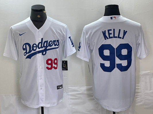 Men's Los Angeles Dodgers Joe Kelly #99 White Home Replica Player Jersey1