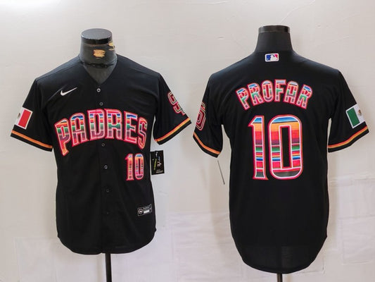Men's San Diego Padres Jurickson Profar #10 Black Replica Player Jersey1