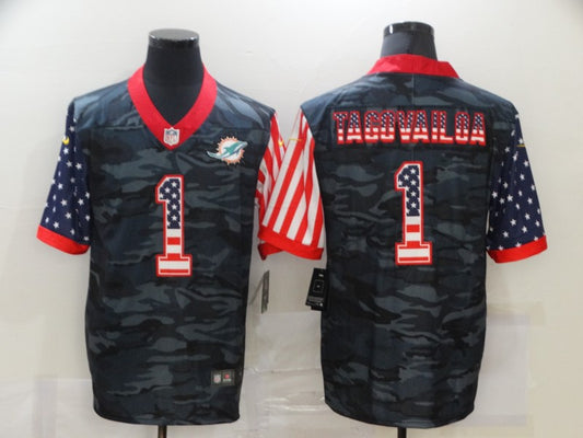 Men's Miami Dolphins Tua Tagovailoa #1 Gray Camouflage Game Jersey1