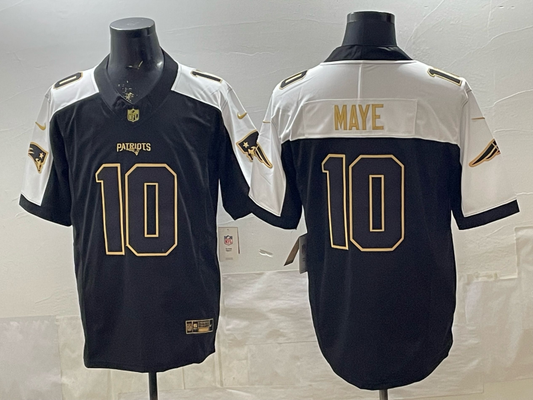 Men's New England Patriots Drake Maye #10 Black Game Player Jersey