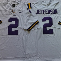 Men's LSU Tigers Justin Jefferson #2 White Player Game Jersey