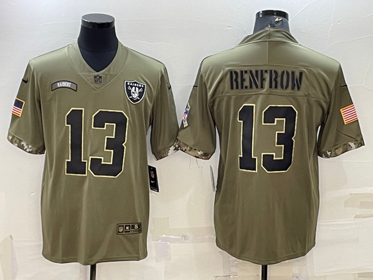 Men's Las Vegas Raiders Hunter Renfrow #13 Olive 2022 Salute To Service Limited Jersey2
