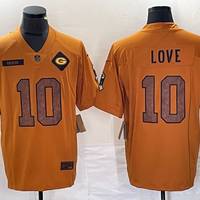 Men's Green Bay Packers Jordan Love #10 Brown 2023 Salute To Service Retired Player Limited Jersey1