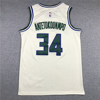 Men's Milwaukee Bucks Giannis Antetokounmpo #34 White Replica Player Jersey1