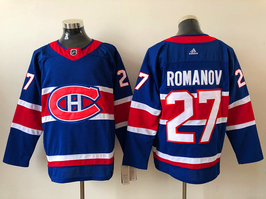 Men's Montreal Canadiens Alexander Romanov #27 Blue Player Game Jersey1