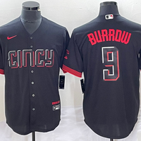 Men's Cincinnati Reds Joe Burrow #9 Black 2023 City Connect Replica Player Jersey1