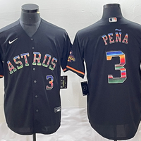 Men's Houston Astros Jeremy Pena #3 Black Replica Baseball Jersey1