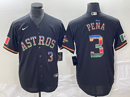 Men's Houston Astros Jeremy Pena #3 Black Replica Baseball Jersey1