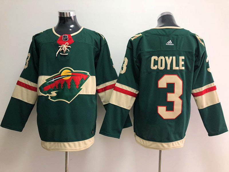 Men's Minnesota Wild Charles Coyle #3 Green Home Breakaway Player Jersey1